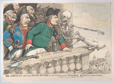 The Corsican and His Bloodhounds at the Window of the Thuilleries Looking Over Paris — Napoléon Bonaparte · Rudolph Ackermann, London · Thomas Rowlandson