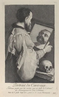Portrait of Caravaggio, turned to the right and looking at his reflection in a mirror — Caravaggio (Michelangelo Merisi) · Henri Simon Thomassin · Caravaggio (Michelangelo Merisi)