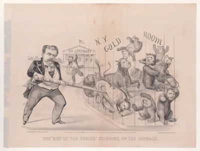 The "Boy of the Period" Stirring up the Animals — Ulysses S. Grant · Jay Gould · Currier & Ives