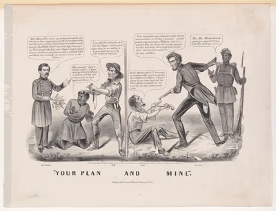 "Your Plan and Mine" — Abraham Lincoln · General George B. McClellan · Jefferson Davis · Currier & Ives