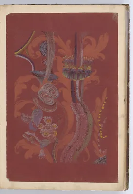 Scrapbook with Textile Designs on Colored Papers — anonymous